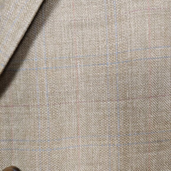 Ralph Lauren Men's Blazer Tan Jacket Size 44L Silk Linen Lambswool Quiet Luxury - Picture 4 of 12